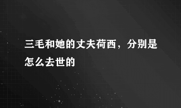 三毛和她的丈夫荷西，分别是怎么去世的