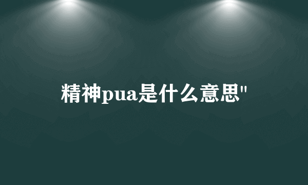 精神pua是什么意思