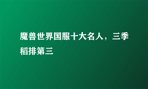 魔兽世界国服十大名人，三季稻排第三