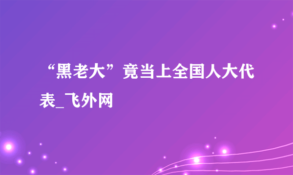 “黑老大”竟当上全国人大代表_飞外网