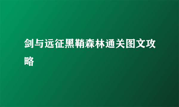 剑与远征黑鞘森林通关图文攻略