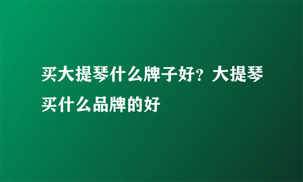 买大提琴什么牌子好？大提琴买什么品牌的好