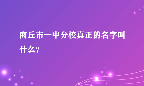 商丘市一中分校真正的名字叫什么？