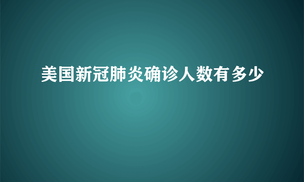 美国新冠肺炎确诊人数有多少