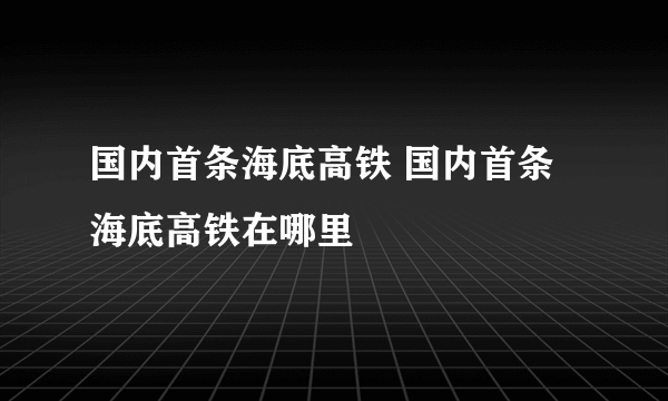 国内首条海底高铁 国内首条海底高铁在哪里