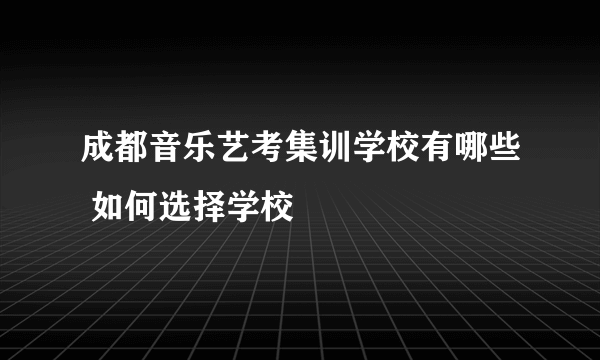 成都音乐艺考集训学校有哪些 如何选择学校