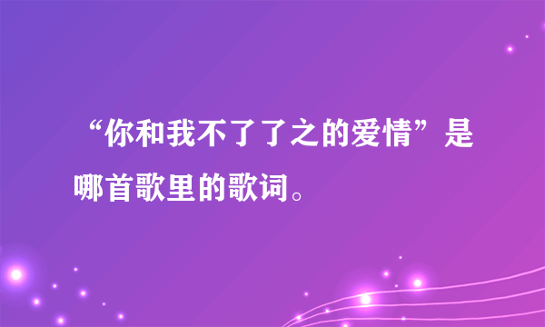 “你和我不了了之的爱情”是哪首歌里的歌词。