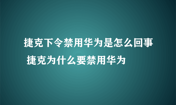 捷克下令禁用华为是怎么回事 捷克为什么要禁用华为