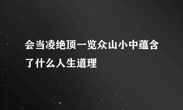 会当凌绝顶一览众山小中蕴含了什么人生道理