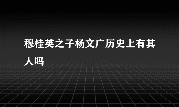 穆桂英之子杨文广历史上有其人吗