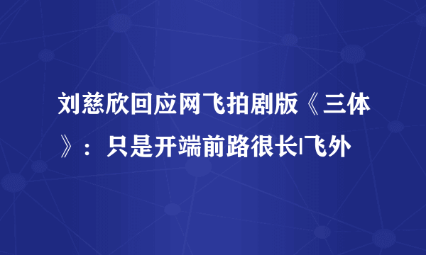 刘慈欣回应网飞拍剧版《三体》：只是开端前路很长|飞外