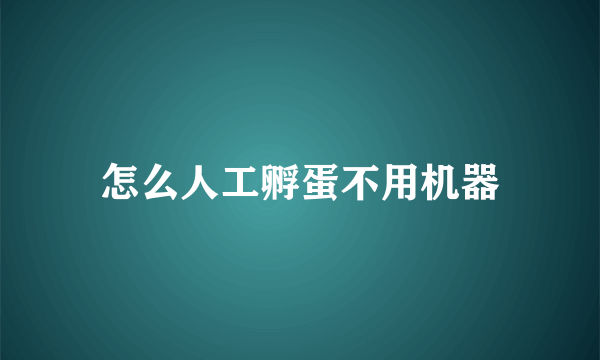 怎么人工孵蛋不用机器