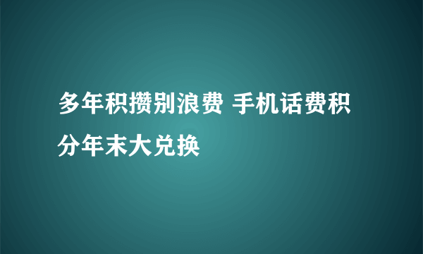 多年积攒别浪费 手机话费积分年末大兑换