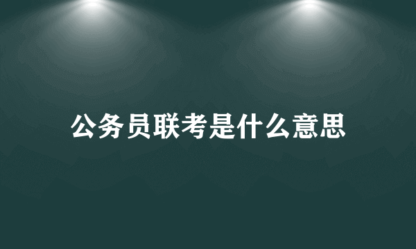 公务员联考是什么意思