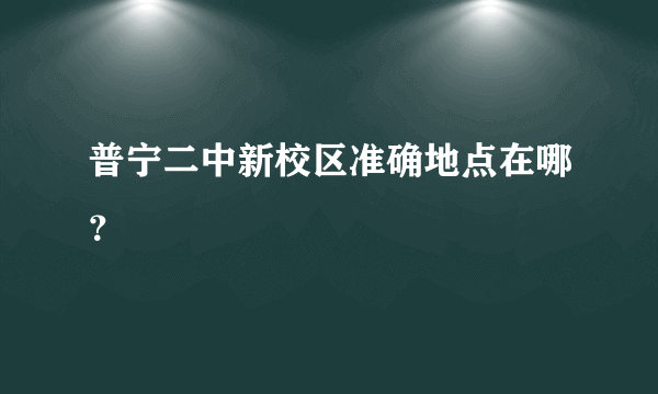 普宁二中新校区准确地点在哪？