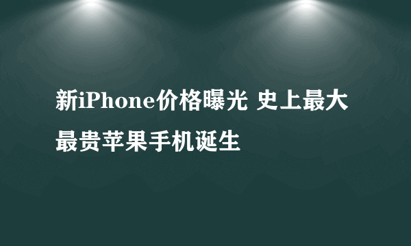 新iPhone价格曝光 史上最大最贵苹果手机诞生