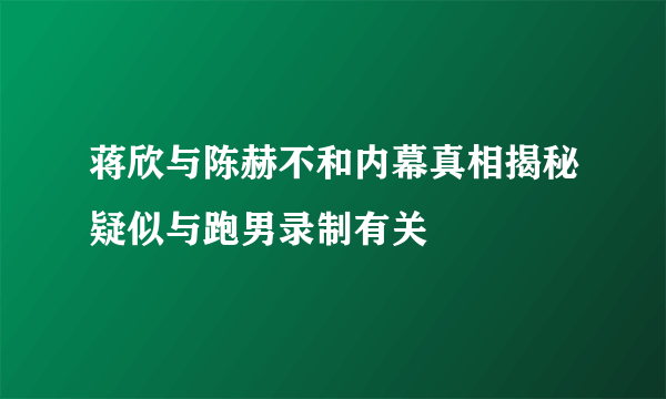 蒋欣与陈赫不和内幕真相揭秘疑似与跑男录制有关