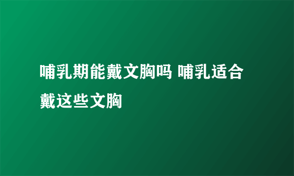 哺乳期能戴文胸吗 哺乳适合戴这些文胸