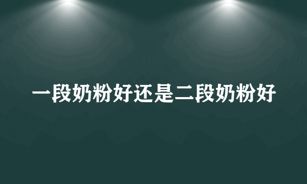 一段奶粉好还是二段奶粉好