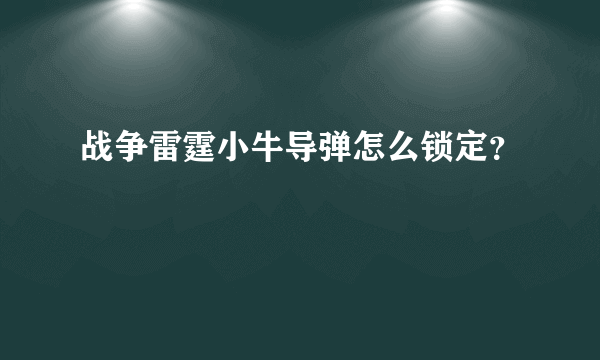 战争雷霆小牛导弹怎么锁定？