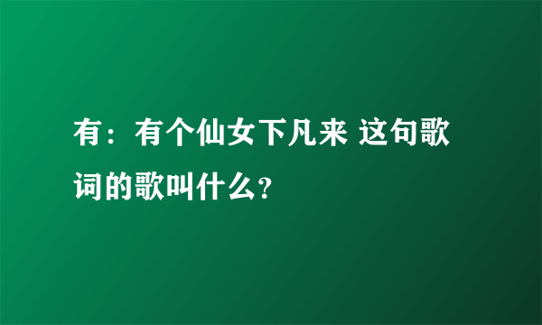 有：有个仙女下凡来 这句歌词的歌叫什么？