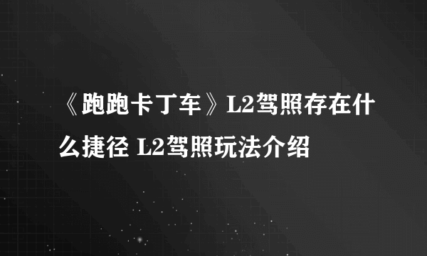 《跑跑卡丁车》L2驾照存在什么捷径 L2驾照玩法介绍