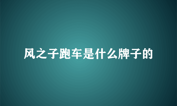 风之子跑车是什么牌子的