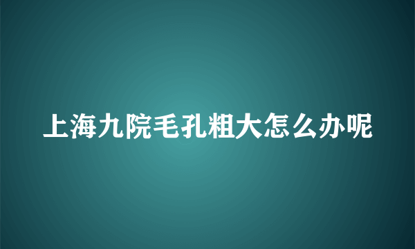 上海九院毛孔粗大怎么办呢