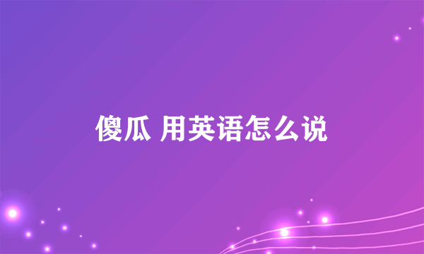 傻瓜 用英语怎么说