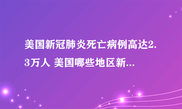 美国新冠肺炎死亡病例高达2.3万人 美国哪些地区新冠肺炎比较严重