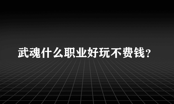 武魂什么职业好玩不费钱？