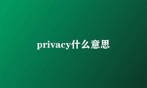 privacy什么意思