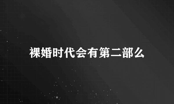 裸婚时代会有第二部么