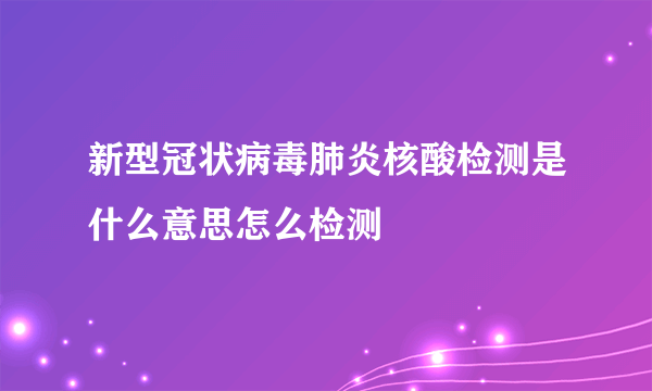 新型冠状病毒肺炎核酸检测是什么意思怎么检测