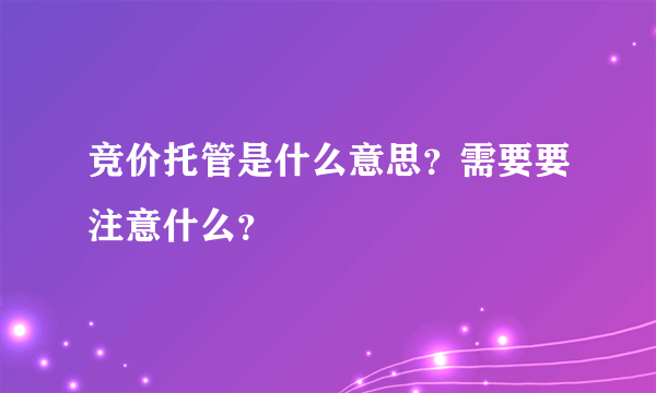 竞价托管是什么意思？需要要注意什么？