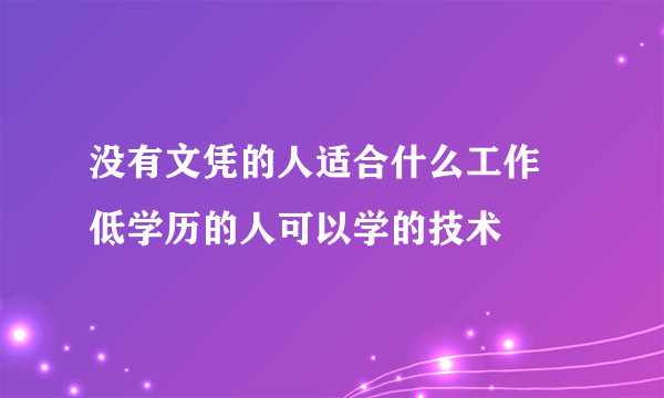 没有文凭的人适合什么工作 低学历的人可以学的技术