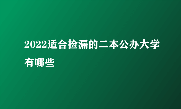 2022适合捡漏的二本公办大学有哪些