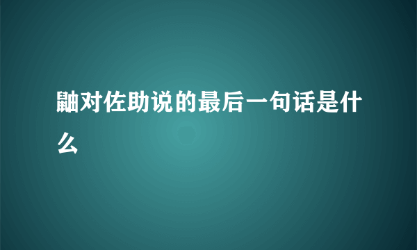 鼬对佐助说的最后一句话是什么