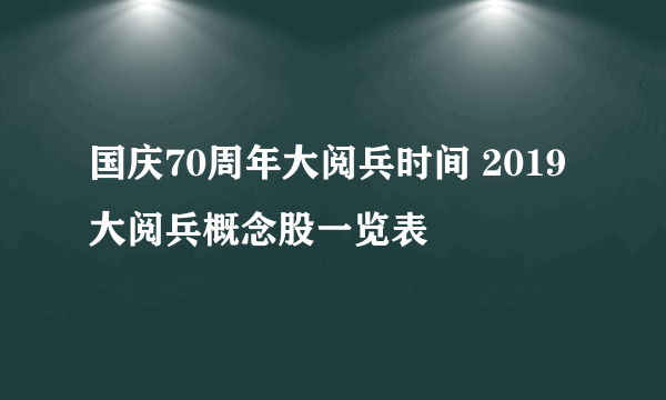 国庆70周年大阅兵时间 2019大阅兵概念股一览表