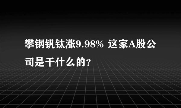 攀钢钒钛涨9.98% 这家A股公司是干什么的？