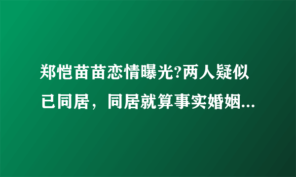 郑恺苗苗恋情曝光?两人疑似已同居，同居就算事实婚姻吗？-飞外