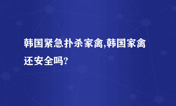 韩国紧急扑杀家禽,韩国家禽还安全吗?