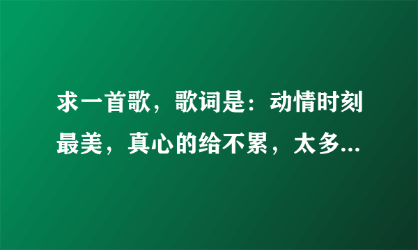 求一首歌，歌词是：动情时刻最美，真心的给不累，太多的爱不醉