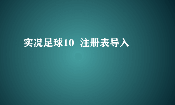 实况足球10  注册表导入問題