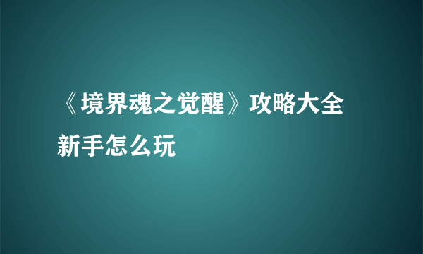 《境界魂之觉醒》攻略大全 新手怎么玩