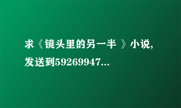 求《镜头里的另一半 》小说,发送到592699476邮箱,最好是或rar，确认后有追分！