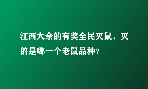 江西大余的有奖全民灭鼠，灭的是哪一个老鼠品种？