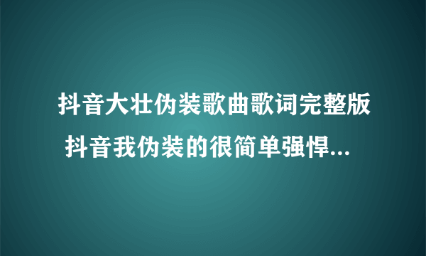 抖音大壮伪装歌曲歌词完整版 抖音我伪装的很简单强悍坦然是什么歌