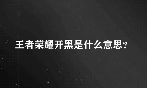 王者荣耀开黑是什么意思？