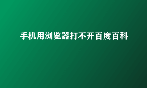 手机用浏览器打不开百度百科